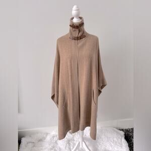 VTG Ralph Lauren Long Cape Poncho leather buckles tan XS/s